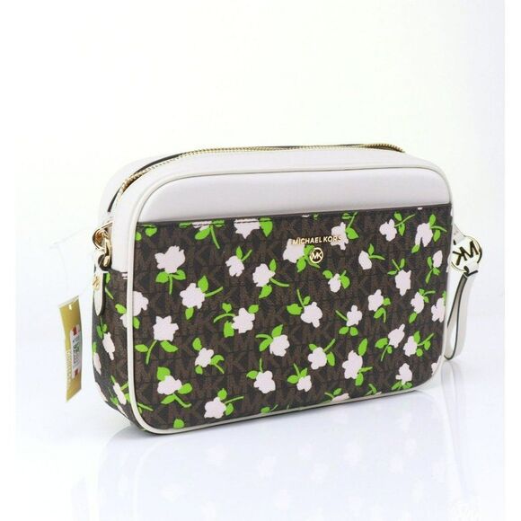 NWT Michael Kors Jet Set Large Floral Charm EW Camera Crossbody Bag Brown - Picture 9 of 16